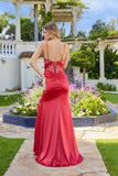 Juliet Satin Corset Bodice Gown with Side Slit JT2659S Red