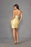 Juliet Satin Homecoming Cocktail Dress with Stones and Side Waist Tie JT964A - Rosa Apparel