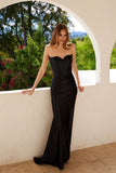 Juliet Satin Strapless Bustier Slit Gown JT2527L - Rosa Apparel