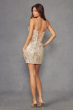 Juliet Sequin Print Short Sleeveless Corset Dress JT950A - Rosa Apparel