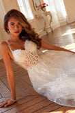 Juliet Sleeveless A-Line Skirt Floral Corset and Straps Wedding Dress - JT2495AW - Rosa Apparel