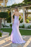 Juliet Spaghetti Strap Gown with Jeweled Neckline and Ruching JT2686A Lilac