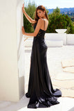 Juliet Spaghetti Strap Sweetheart Neckline Sequin High Slit Evening Gown - JT2535K - Rosa Apparel