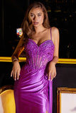 Juliet Spaghetti Strap Sweetheart Neckline Sequin High Slit Evening Gown - JT2535K - Rosa Apparel