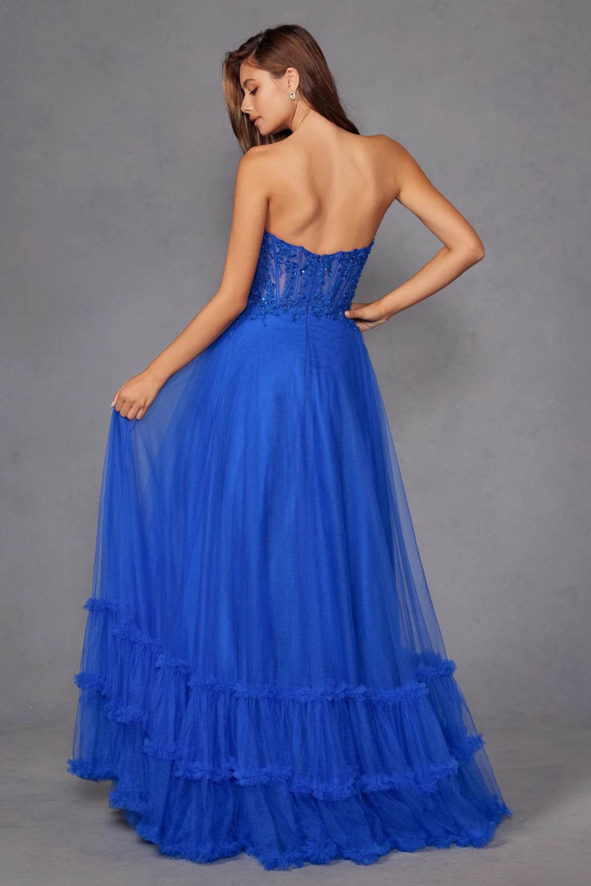 Juliet Strapless A-line Ruffled Gown JT2561S - Rosa Apparel