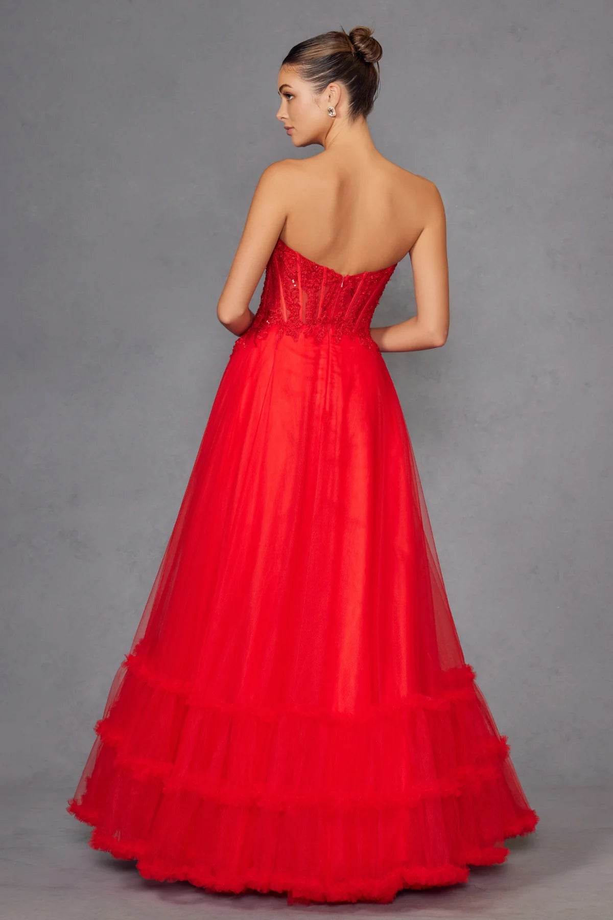 Juliet Strapless A-line Ruffled Gown JT2561S - Rosa Apparel