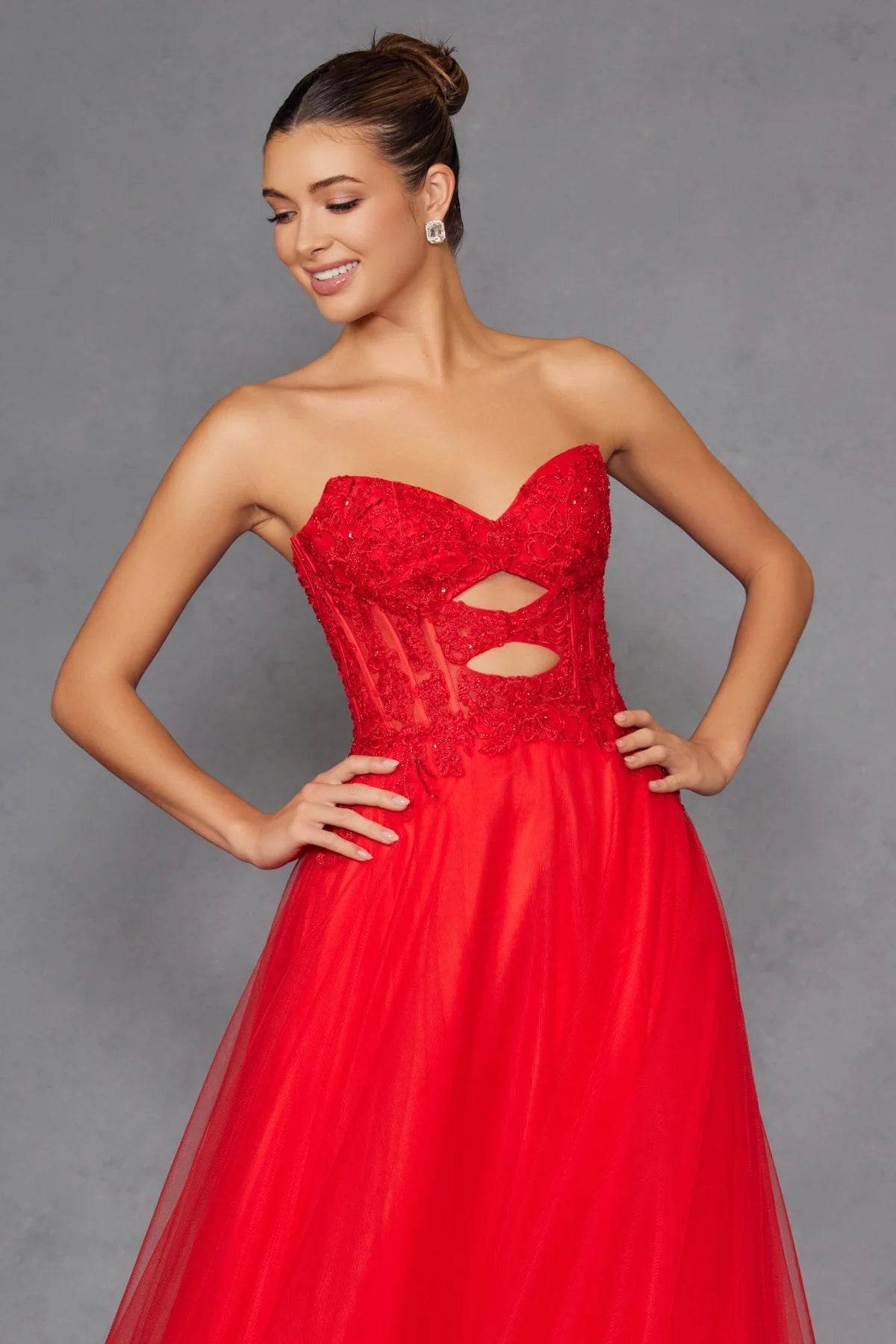 Juliet Strapless A-line Ruffled Gown JT2561S - Rosa Apparel