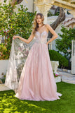 Juliet Strapless Corset Ball Gown with Beaded Tulle Skirt and Detachable Scarf JT2620U Blush