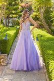 Juliet Strapless Corset Ball Gown with Beaded Tulle Skirt and Detachable Scarf JT2620U Lilac