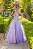 Juliet Strapless Corset Ball Gown with Beaded Tulle Skirt and Detachable Scarf JT2620U Lilac