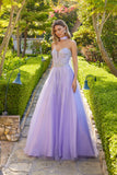 Juliet Strapless Corset Ball Gown with Beaded Tulle Skirt and Detachable Scarf JT2620U Lilac