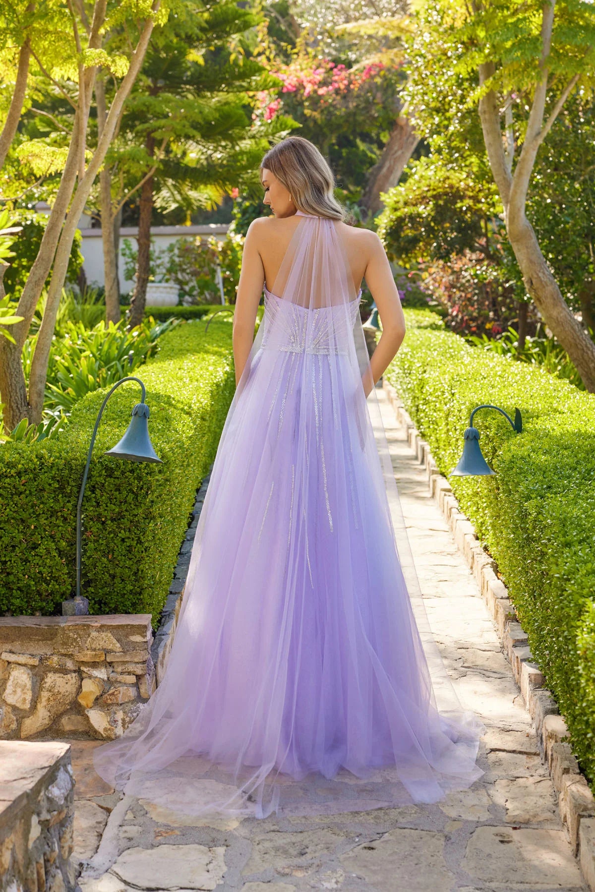 Juliet Strapless Corset Ball Gown with Beaded Tulle Skirt and Detachable Scarf JT2620U Lilac