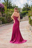 Juliet Strapless Corset Gown with Directional Beading and High Slit JT2635G Pink