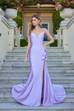 Juliet Strapless Corset Gown with Ruching and Side Slit JT2676R Lilac