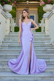 Juliet Strapless Corset Gown with Ruching and Side Slit JT2676R Lilac