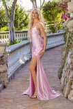 Juliet Strapless Corset Gown with Ruching and Side Slit JT2676R Dusty Rose