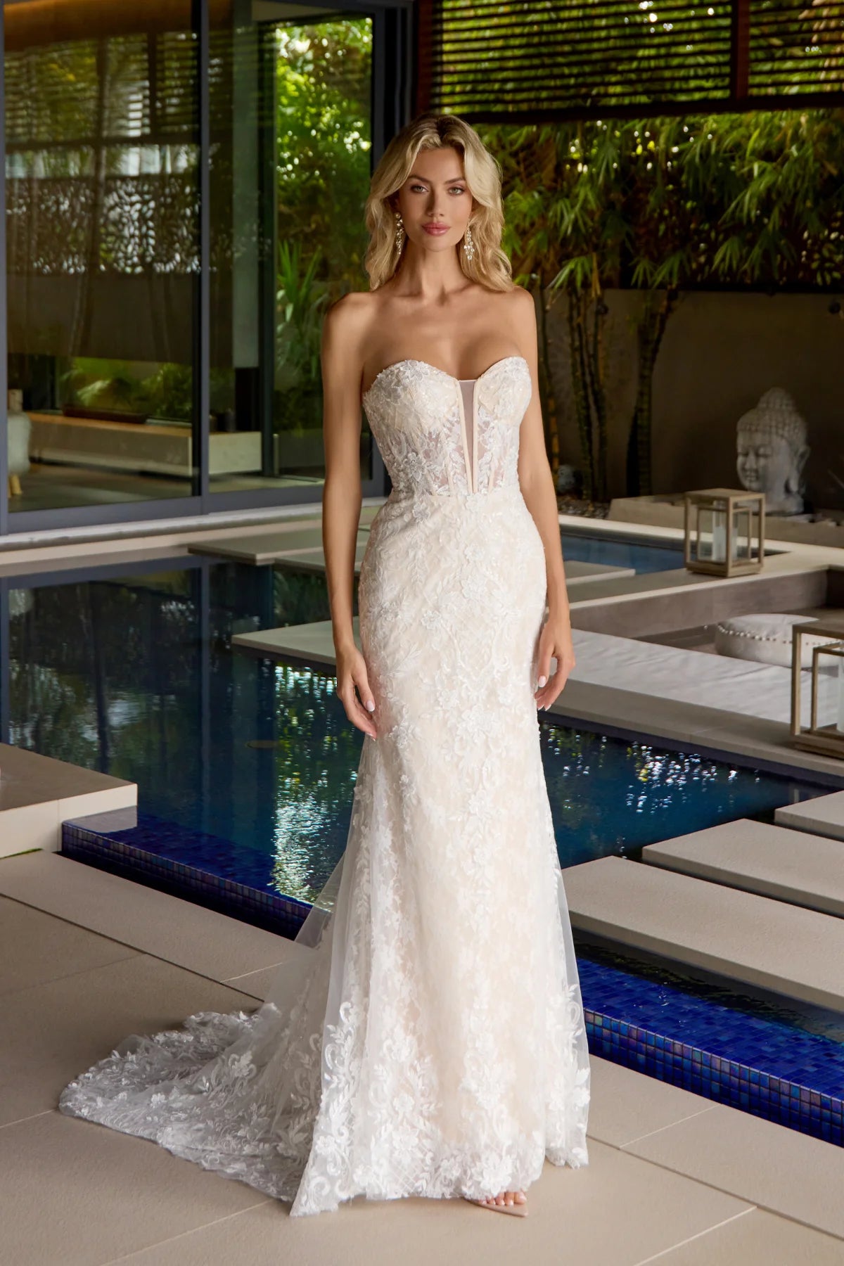 Juliet Strapless Floral Lace Mermaid Wedding Dress JT2666SW