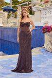 Juliet Strapless Sequined Gown with Straight Floor Hem JT2694A Espresso Shine