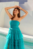 Juliet Strapless Tiered A-line Slit Gown JT2542S - Rosa Apparel