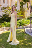 Juliet Sweetheart Draped Gown with Flowing Sash JT2684A Butter Yellow