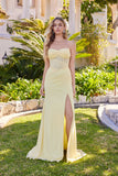 Juliet Sweetheart Draped Gown with Flowing Sash JT2684A Butter Yellow