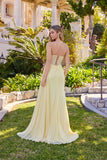 Juliet Sweetheart Draped Gown with Flowing Sash JT2684A Butter Yellow