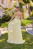 Juliet Sweetheart Draped Gown with Flowing Sash JT2684A Butter Yellow