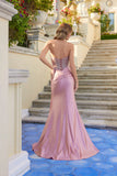 Juliet Sweetheart Neck Draped Satin Gown with Beaded Bodice and High Slit JT2627U Rose Gold