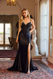 Juliet Sweetheart Neckline Beaded Corset Gown with High Front Slit JT2645K Black