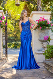 Juliet Sweetheart Neckline Lace Embroidered Corset Gown with High Slit JT2644K Royal Blue
