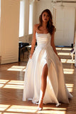 Juliet Stunning Swoop Neckline A-Line Satin Wedding Dress JT2885CW - Rosa Apparel