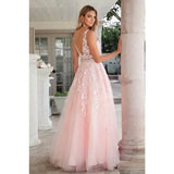 Juliet 224 Floral Appliques Prom Ballgown - Rosa Apparel