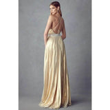 Juliet 226 Pleated V-neck Prom Evening Dress - Rosa Apparel