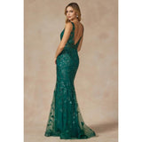 Julliet 294 Butterfly Appliques With Low V-neck Prom Dress - Rosa Apparel