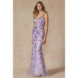 Julliet 294 Butterfly Appliques With Low V-neck Prom Dress - Rosa Apparel