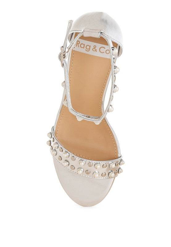 Jumera Metallic Pearl Embellished Wedges – Women’s Evening Wedges by Rosa Apparel - Rosa Apparel