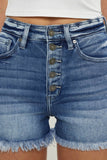 Kan Can USA Button Fly High Rise Raw Hem Denim Shorts - Rosa Apparel
