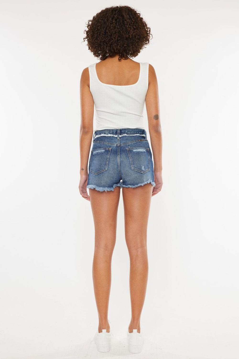 Kan Can USA Distressed Button Fly Denim Shorts Style #:KC7942D - Rosa Apparel