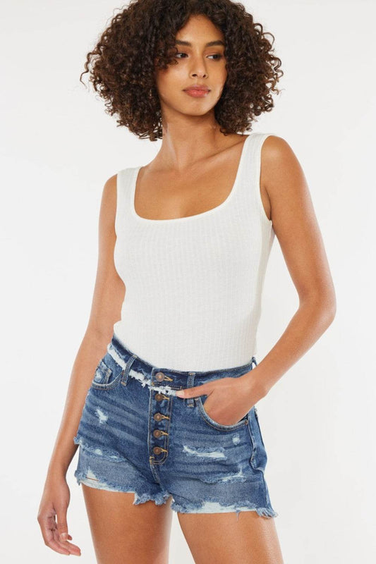 Kan Can USA Distressed Button Fly Denim Shorts Style #:KC7942D - Rosa Apparel