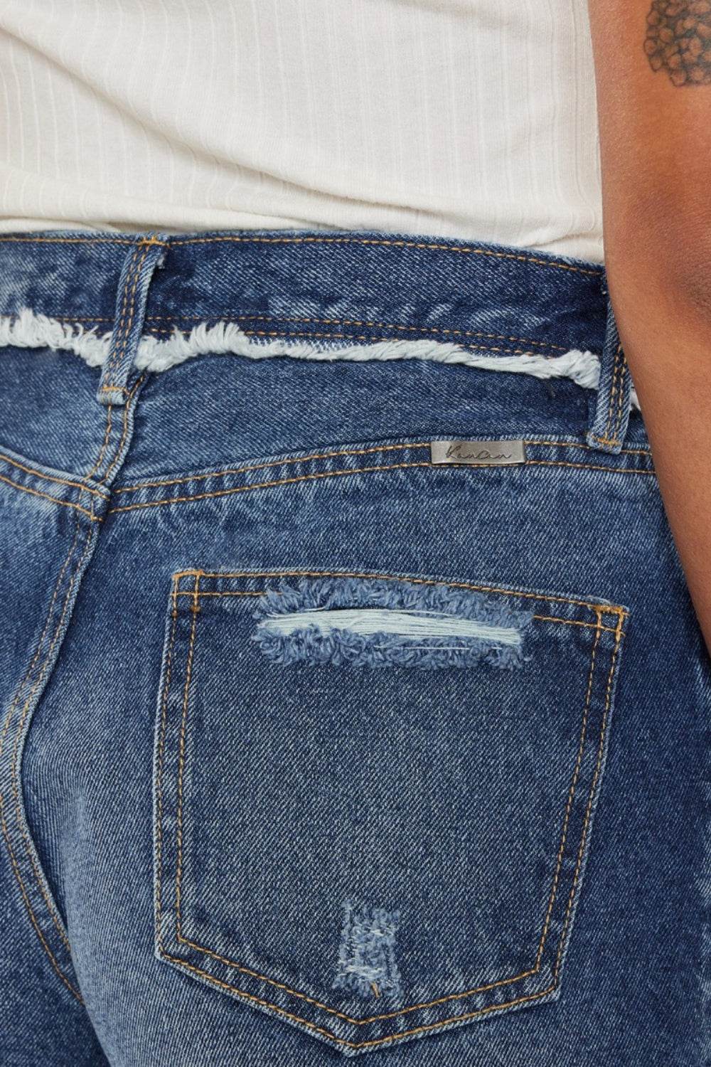 Kan Can USA Distressed Button Fly Denim Shorts Style #:KC7942D - Rosa Apparel