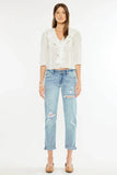 Kancan Mid Rise Distressed Boyfriend Fit Jeans - Rosa Apparel