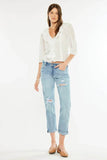 Kancan Mid Rise Distressed Boyfriend Fit Jeans - Rosa Apparel
