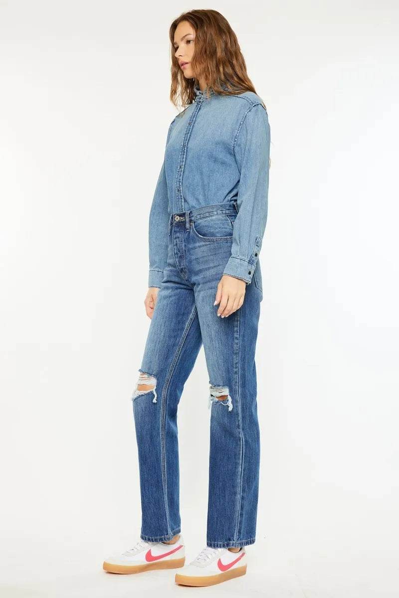 Kancan Ultra High Rise 90’s Distressed Boyfriend Jeans - Rosa Apparel