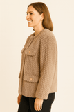 Khaki Textured Woven Button-Front Jacket – Rosa Apparel - Rosa Apparel