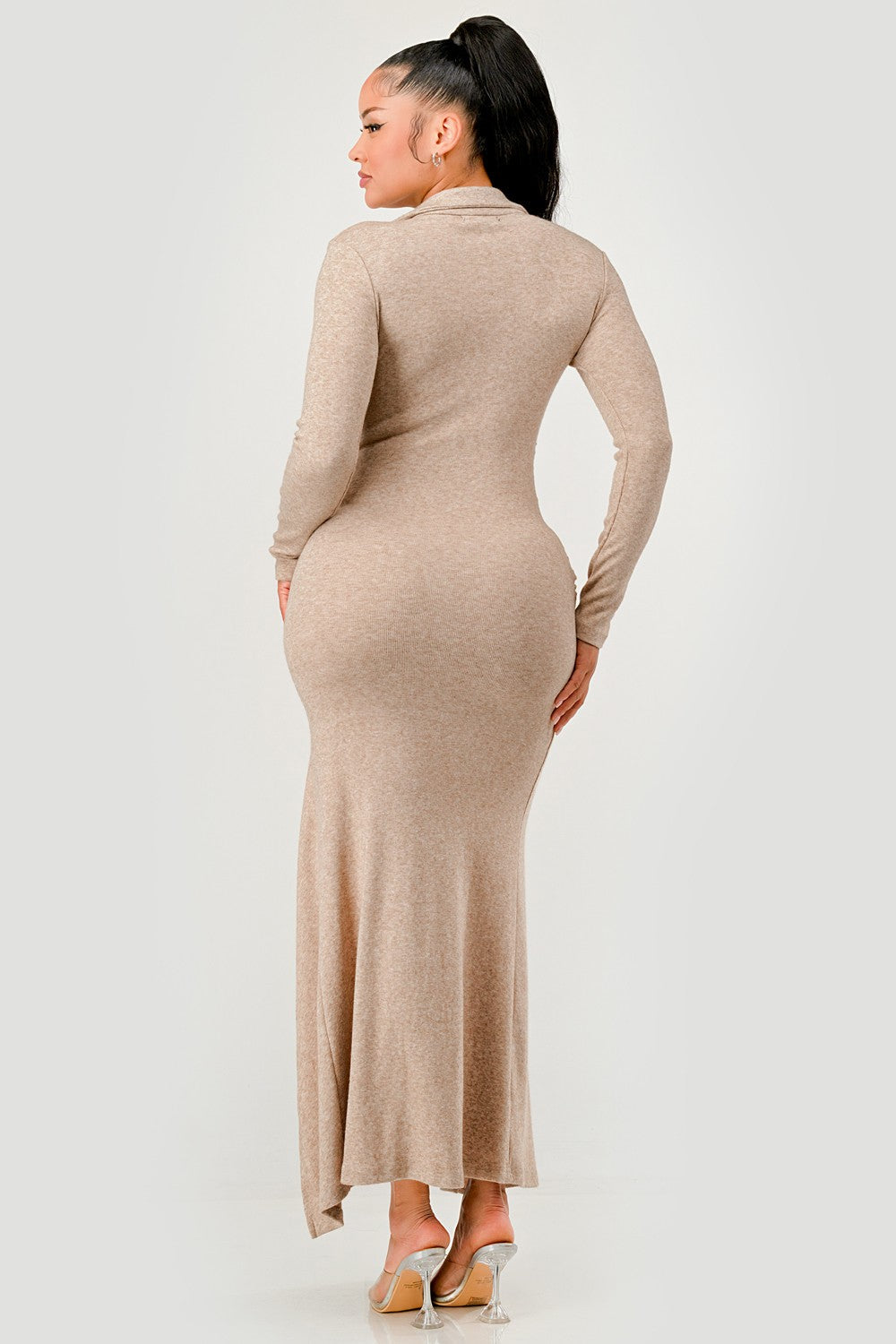 Athina Knit Collar Tie Front Maxi Dress – Rosa Apparel Athina Knit Collar Tie Front Maxi Dress – Rosa Apparel