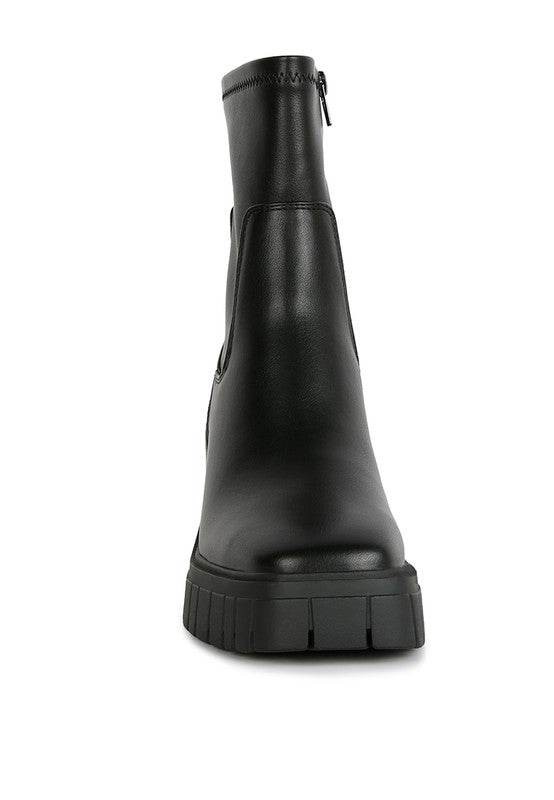 Kokum Faux Leather Platform Heeled Ankle Boots – Women’s Heeled Boots by Rosa Apparel - Rosa Apparel