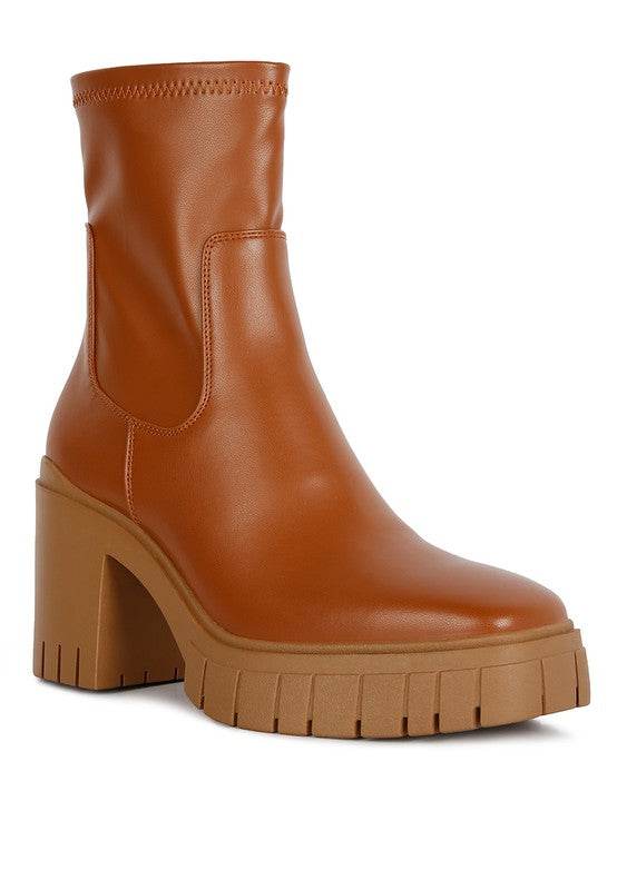 Kokum Faux Leather Platform Heeled Ankle Boots – Women’s Heeled Boots by Rosa Apparel - Rosa Apparel