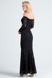 LA SCALA 25859 Lace Off Shoulder Rhinestone Mermaid Gown