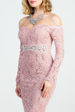 LA SCALA 25859 Lace Off Shoulder Rhinestone Mermaid Gown