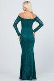 LA SCALA 25859 Lace Off Shoulder Rhinestone Mermaid Gown